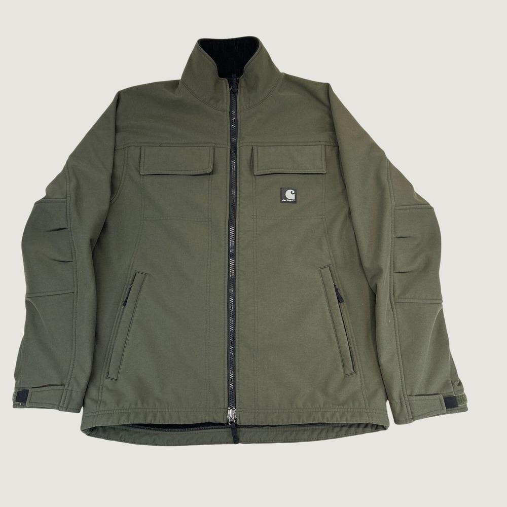 Carhartt Softshell Jacket‎ Mens M Green J176 OLV Full Zip Work Utility Gorpcore